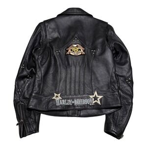 Harley Davidson Owners Group Full Zip Motorcycle Riding Leather Jacket Women's M